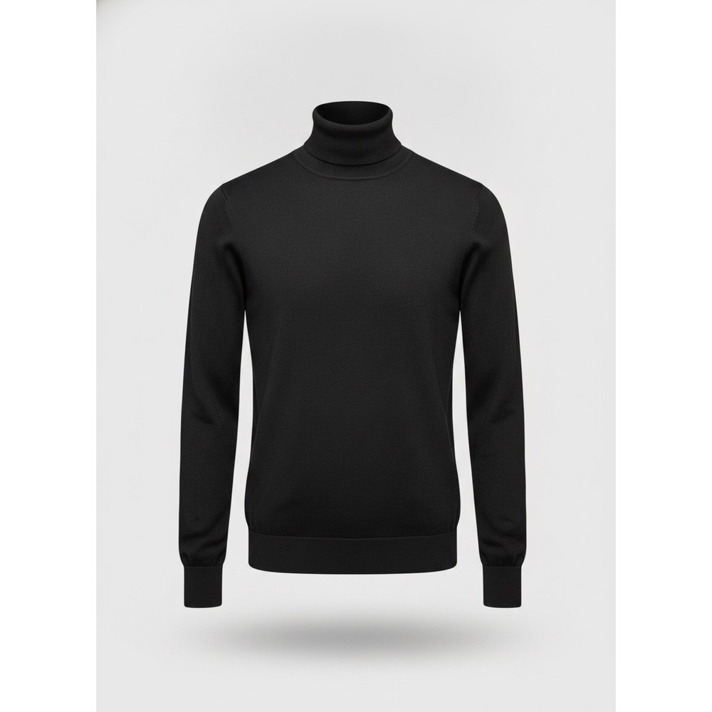 Nordstrom Mens Shop Black 100% Merino Wool Turtleneck Sweater Size Large L